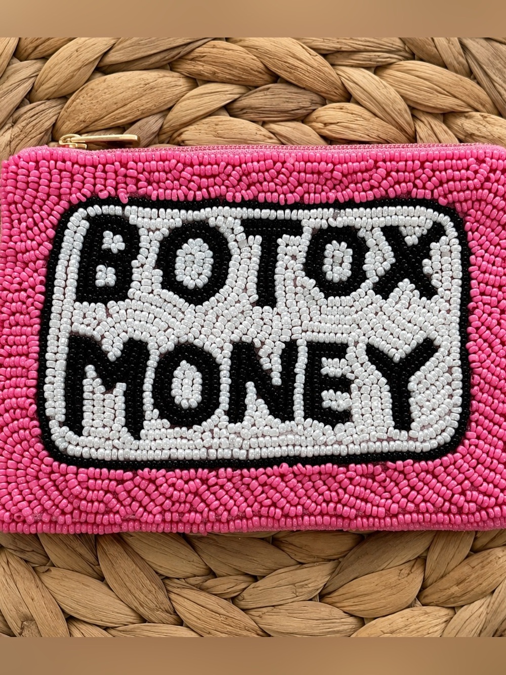 Beaded 'Botox Money' Pink Card Wallet - Picture 3 of 7